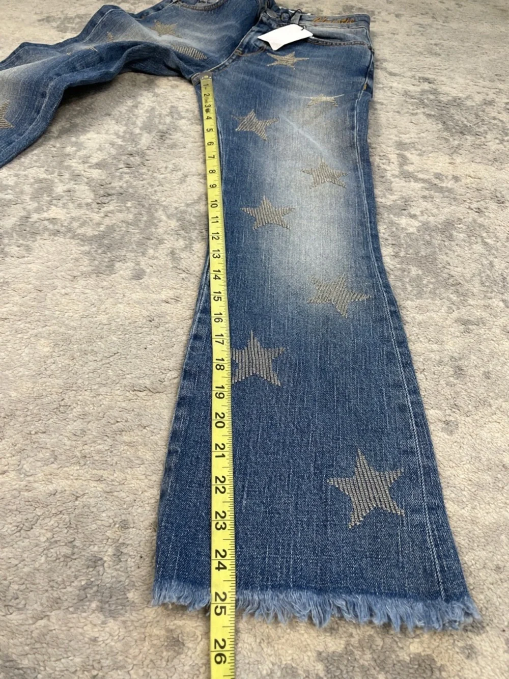 NWT P Jean Christie Celestial Chain Star Kick Crop Flare Jeans Sz 26